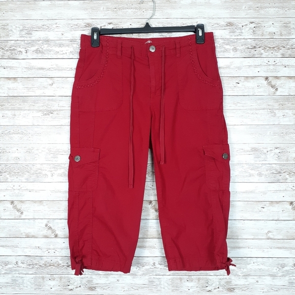 St. John's Bay Pants - St Johns Bay Womens Capri Pants Size 12 Red 625